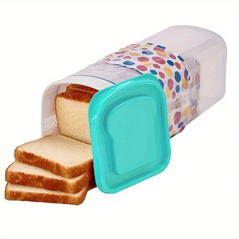 

Container, Rectangular Bread Box With Handle, Leak Proof And Reusable Food Sealed Box, For Bread, Toast, Fruit And Vegetable, Ki