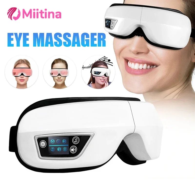 

6D Bluetooth Music Eye Massager Smart Airbag Vibration Eye Care Instrument Hot Compress Eyes Massage Glasses Fatigue Pouch Care