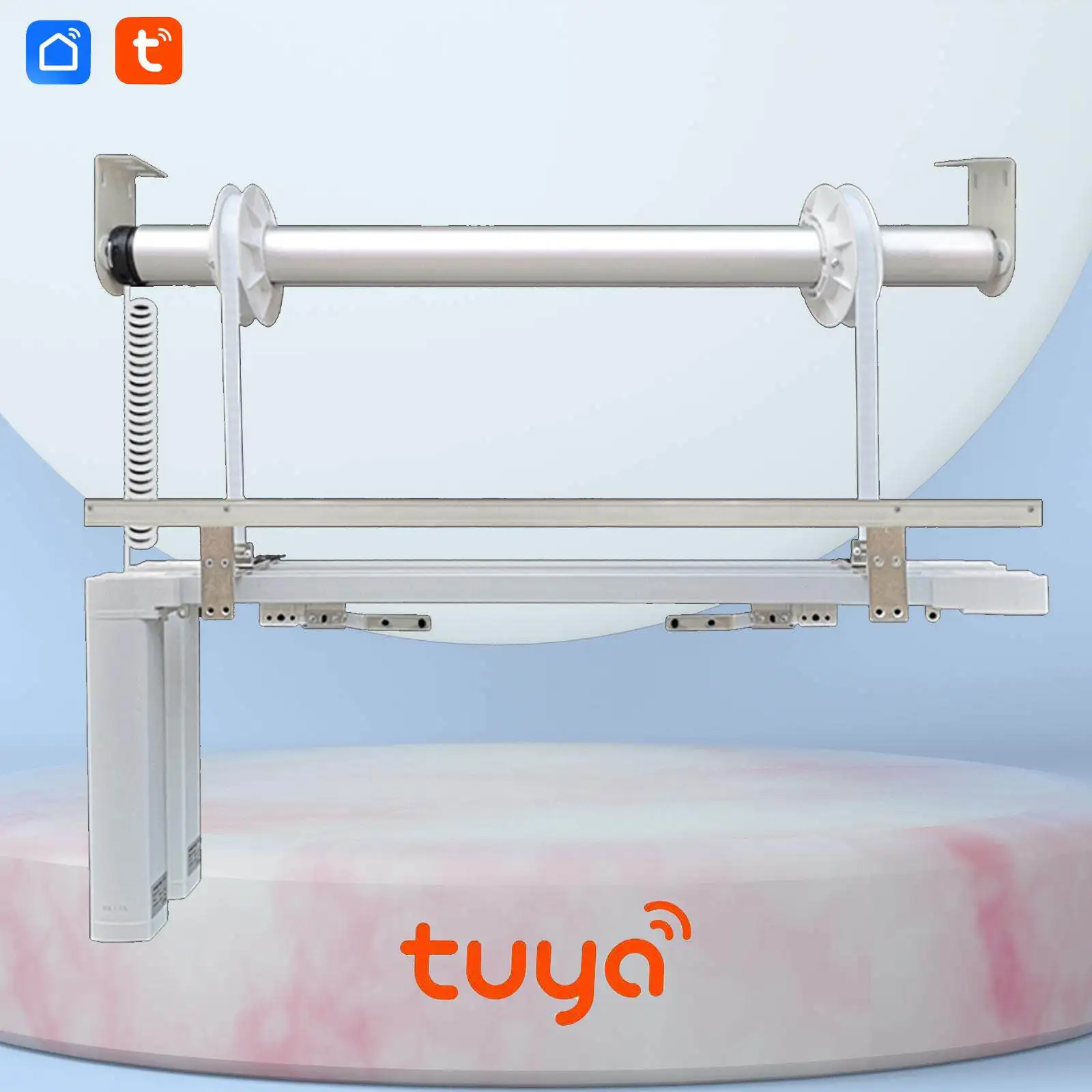 Tuya Intelligent Lift Electric Curtain Track Villa Duplex Building Light Luxury Super High Window Intelligent Voice Control Up A