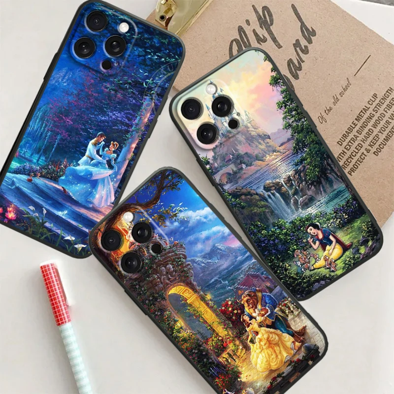 Disney Alice Princess Moana For iPhone 15 14 13 12 11 XS XR X 8 7 SE Pro Max Plus Mini Black Back Phone Case