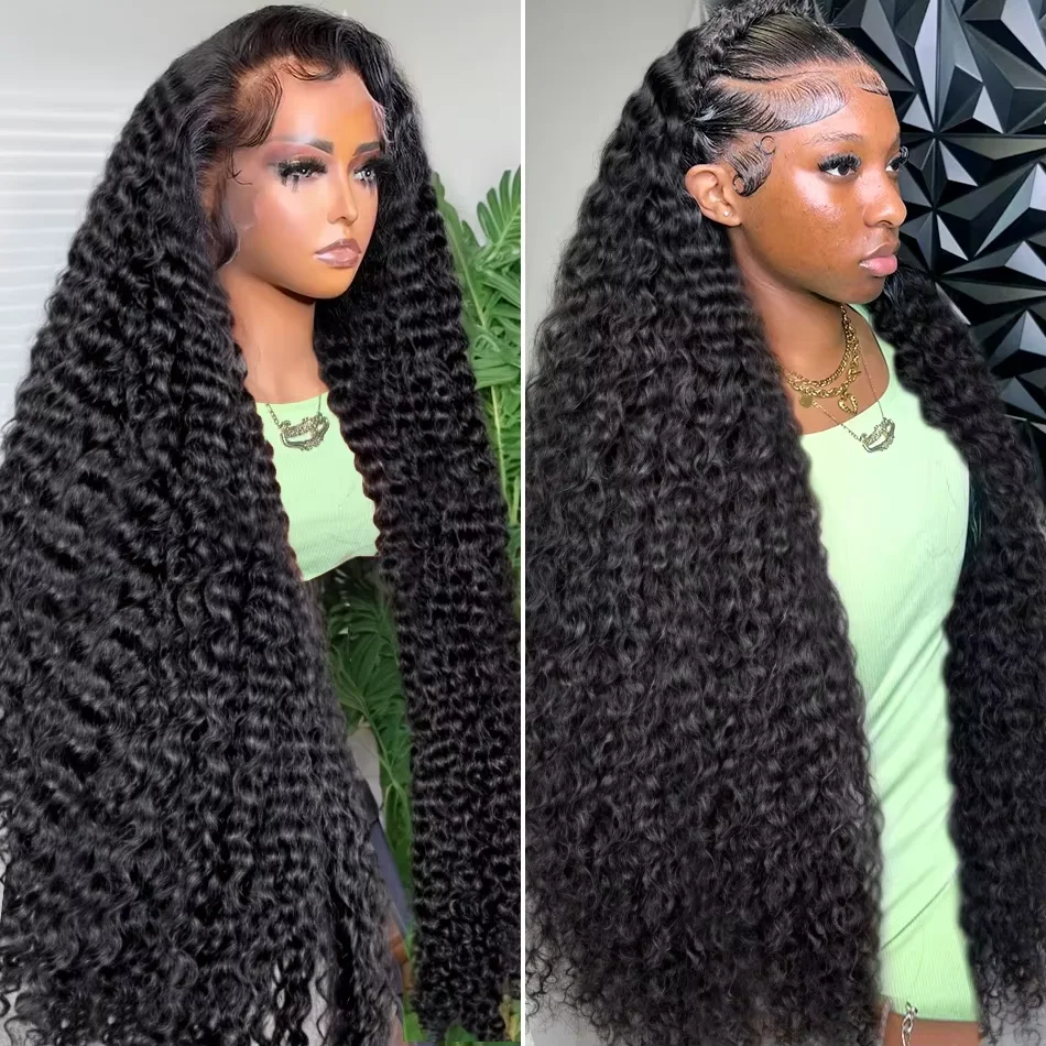 

250 Density 36 Inch Deep Wave Frontal Wig Human Hair 13x4 Curly Lace Front Wig Full Transparent HD Lace Water Wig Brazilian Hair