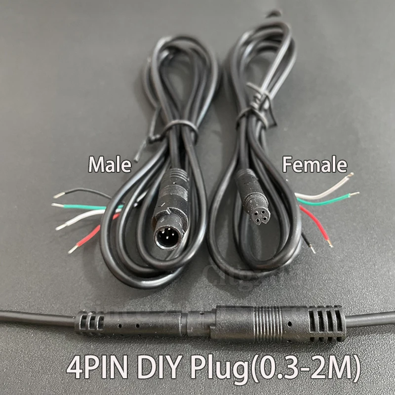 1PCS P Waterproof Male Female Connector Cable For Car Reverse Camera Ambient Light  Open Bare Wire DIY 0.3-2M Security Camera