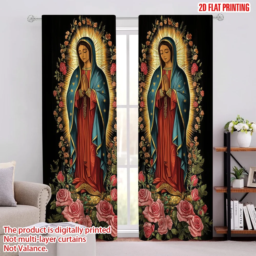 

2pcs Window Drapes Divine Floral Polyester,Without Electricity Party Decorations Perfect for room decor aesthetic