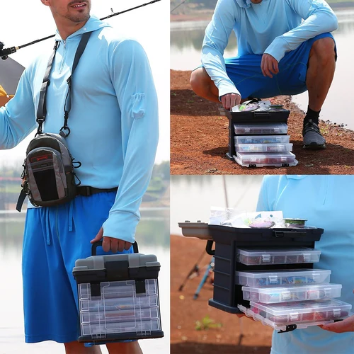 Imagen 2 del producto Caja de aparejos de pesca multifunción, caja de mano de almacenamiento de accesorios de señuelo, estuche de herramientas de pesca, estuche organizador portátil para manualidades
