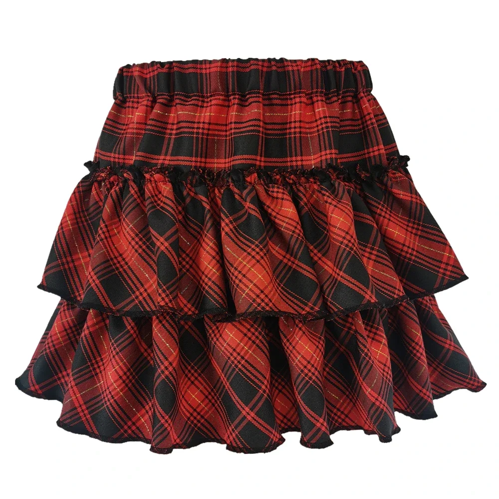 Harajuku Cyberpunk Pink Plaid Skirt Women Gothic Vintage Streetwear Grunge High Waist Zipper Skirt Emo Alt Y2k Clubwear