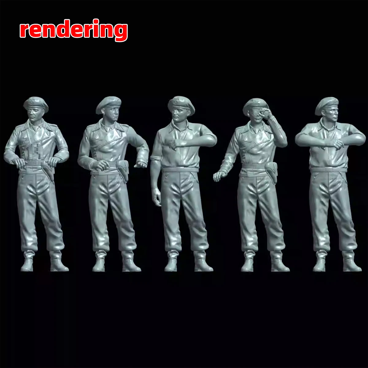 3D-Harz-Miniaturmodellbausatz Deutsche Panzerbesatzung Fahrer Soldaten Figuren Militär-Diorama 6-teiliges Set 1939–1945 1/35 1/48 1/72 – Detail 3