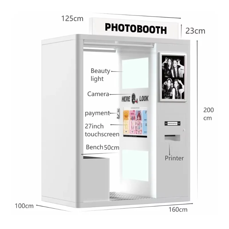 Vintage Camera Self Service Photo Booth with Printer Hardware Vending Photobooth Custom