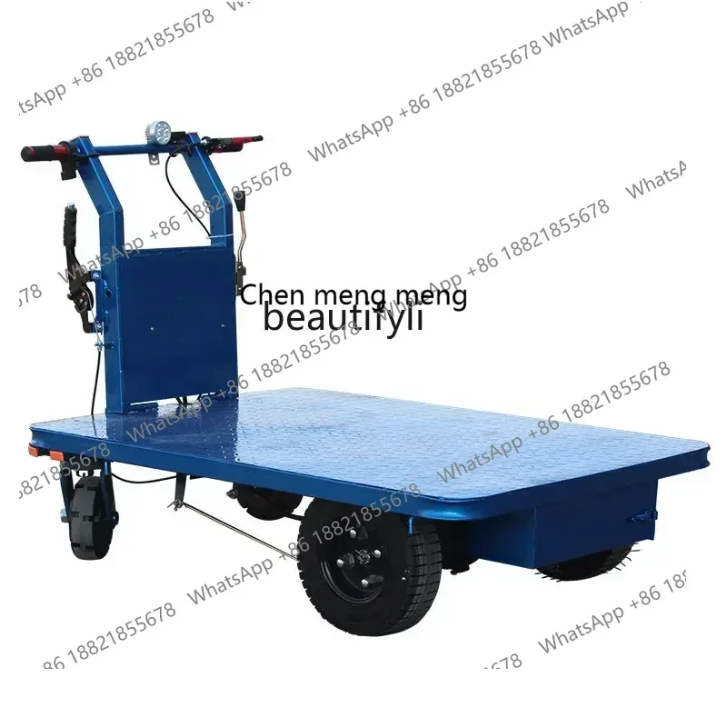 Z189  AY Electric hand push flatbed truck four-wheel handling factory warehouse, pull goods folding trolley