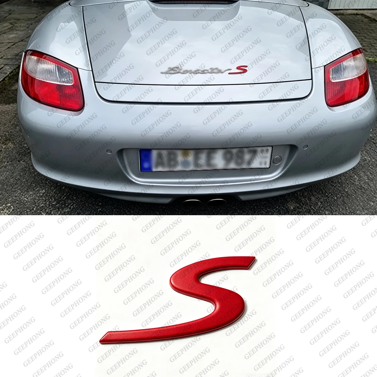 S Letter Rear Trunk Lid Emblem Badge For Porsche Cayman/Carrera/ Boxster 986 / 987 / 981 – Compatible with 98655924301