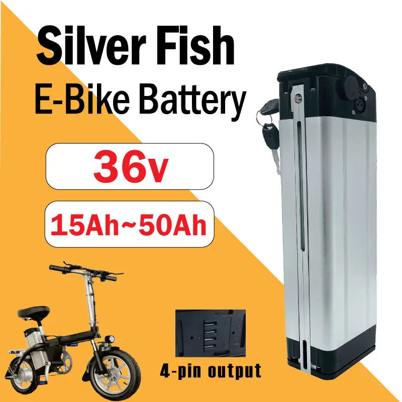 36V20Ah-70Ah 18650 Battery with Anti-theft Lock, 500W, Bottom Discharge Function, Used for Silver Fish Folding Bicycle Battery