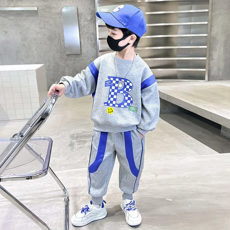 

2023 Fashion Boys Clothes Set Sweatshirt Pants 2 Pcs Outfit Spring Autumn Kids Sport Suit Children Clothing 4 6 8 10 11 12 Years