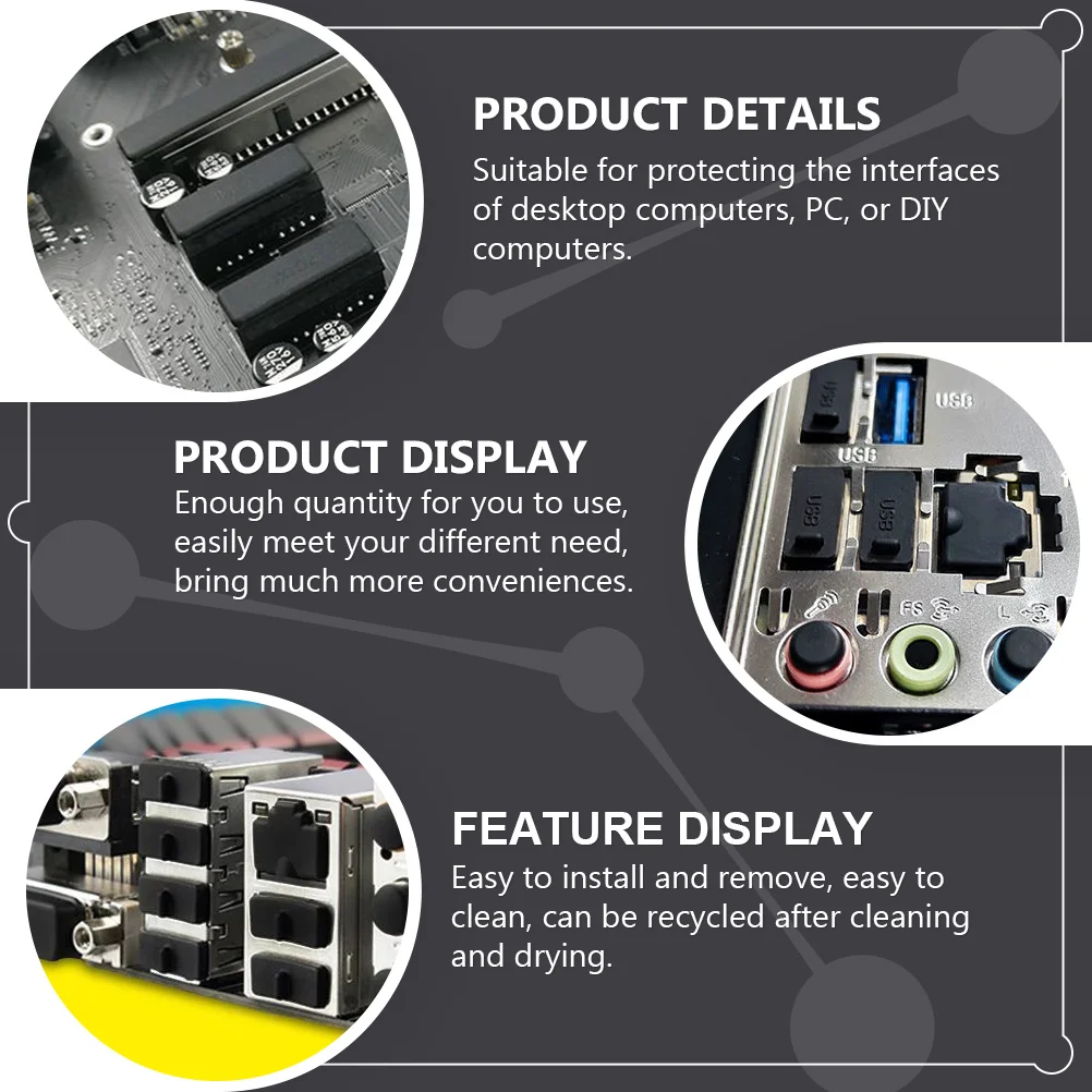 

40Pcs Dustproof Plug Silicone Computer Motherboard Port Cover Protector Stopper Easy Install Remove Cover Plug