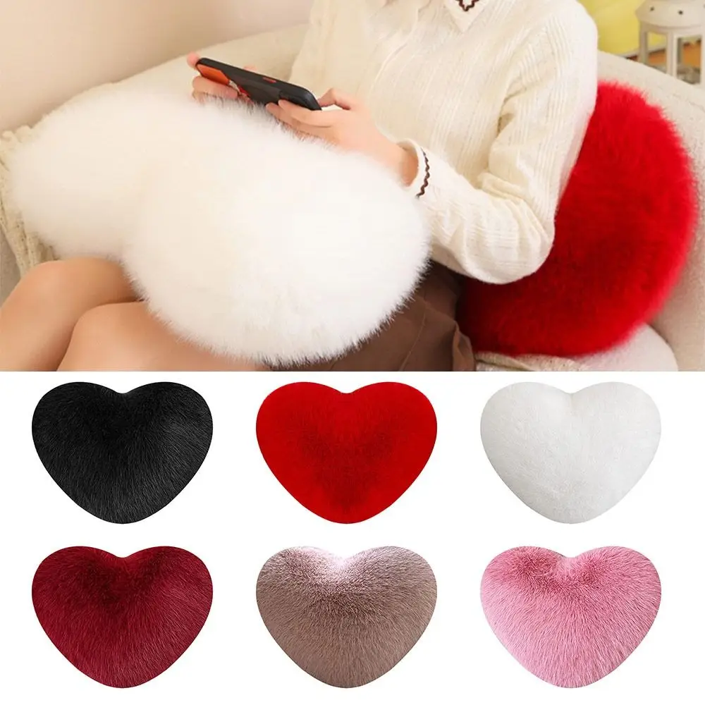 

Новая плюшевая подушка с меховым сердечком в форме сердца, мягкая подушка розового цвета, полипропиленовая хлопковая пушистая подушка на День Святого Валентина