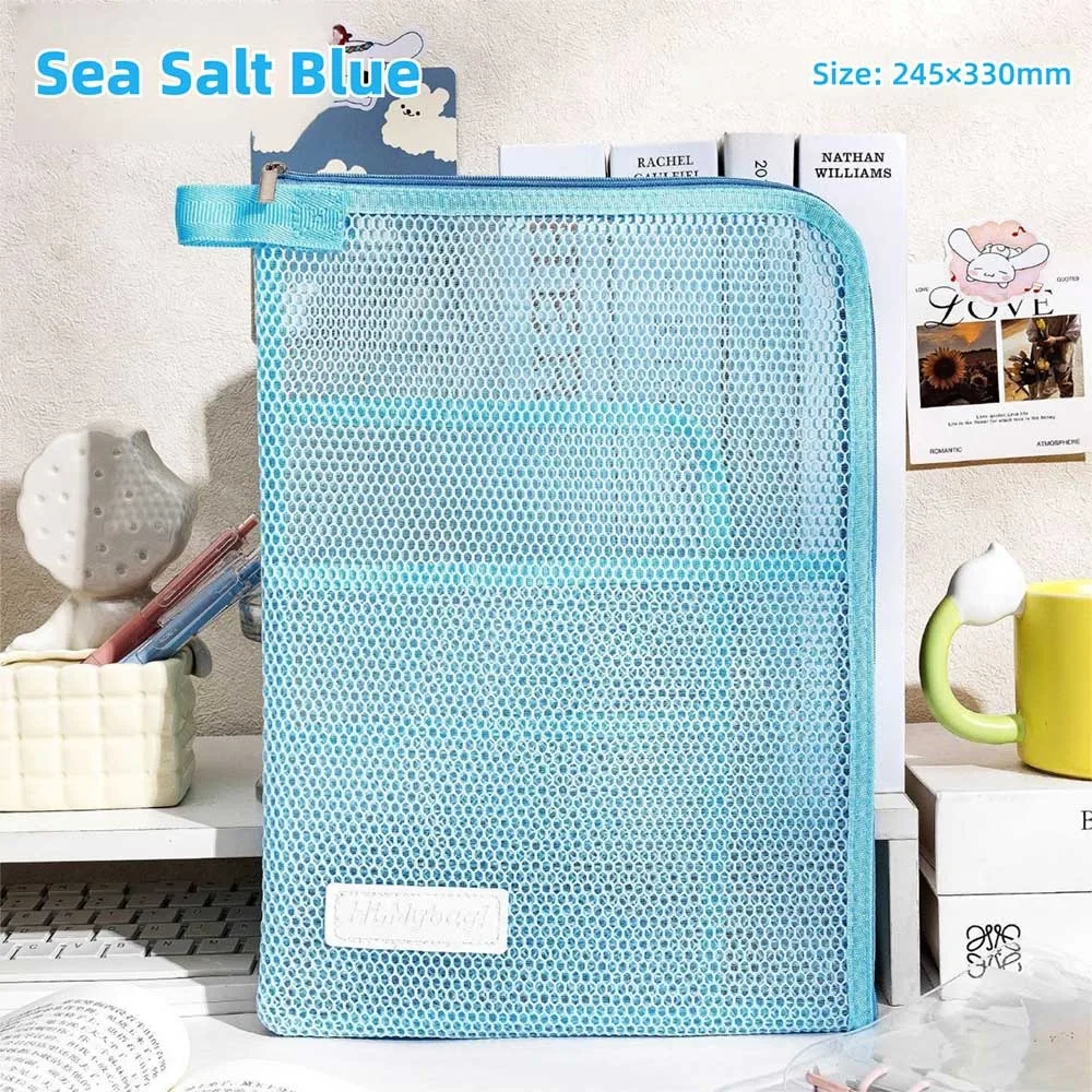 

Mesh A4 File Folder Dopamine Color Large Capacity Document Folder L-shape Large Opening Test Paper Organizer School Office