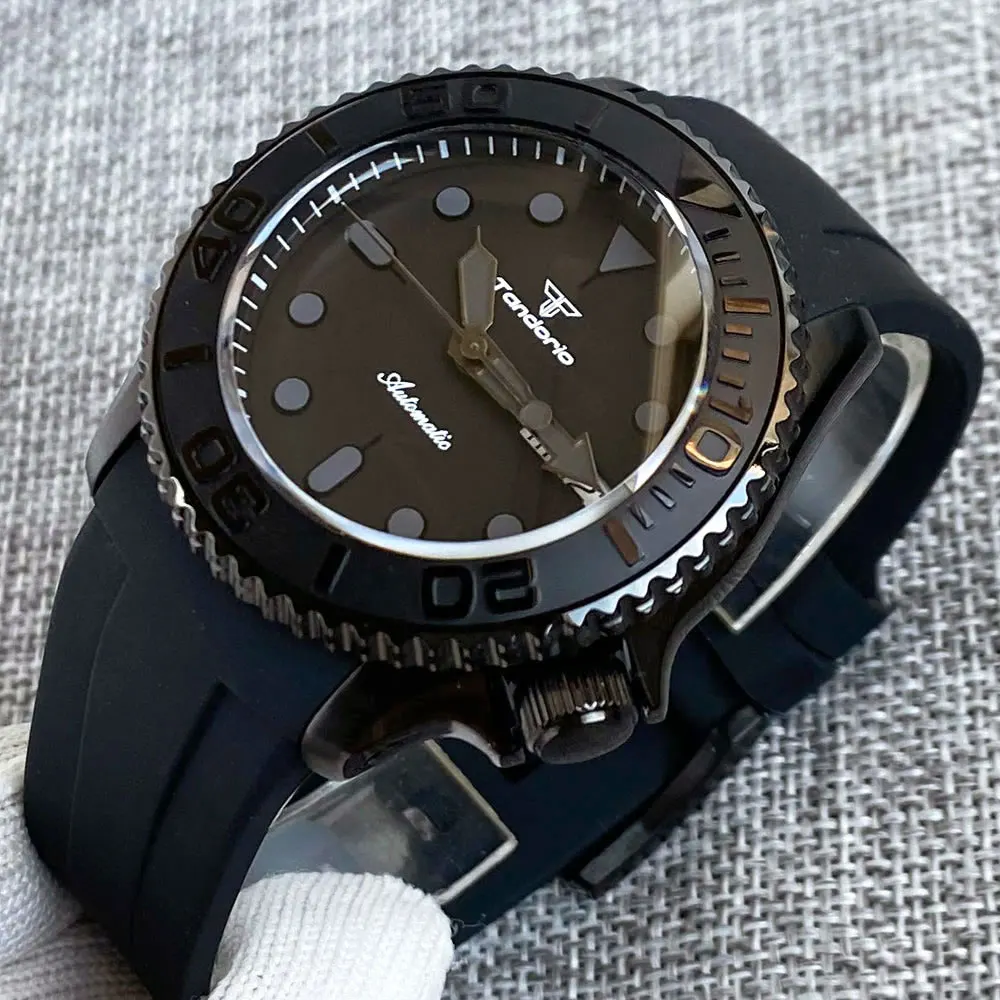 

Мужские часы Tandorio 41 мм SKX, черные с PVD-покрытием, автоматический механизм NH36, водонепроницаемость 20 АТМ, механические дайверские часы, куполообразное стекло, 120 щелчков