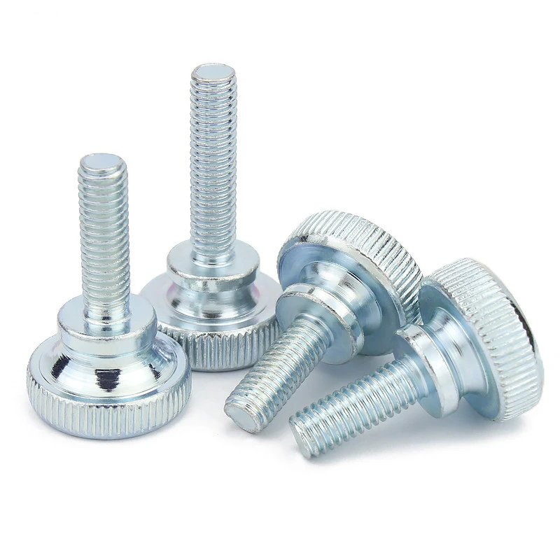 Blue Zinc M3 M4 M5 M6 M8 M10  Knurl High Step Hand Tighten Thumb Screw Curtain Wall Glass Lock Big Head Adjustment Bolts