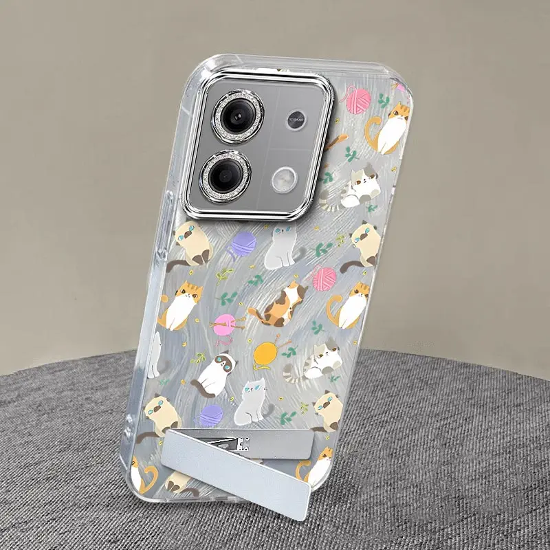 

Note13 Colorful Cat Bracelet Holder Phone Case For Xiaomi Redmi Note 13 12Pro 13Pro 12 12R 11ProPlus 14ProPlus 11EPro Cover