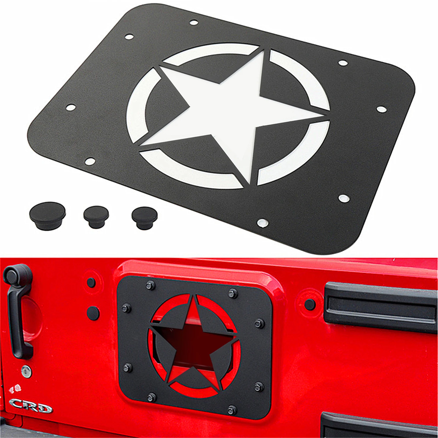 Car Spare Tire Carrier Delete Filler Plate Cover Tailgate Plug Rubber for Jeep Wrangler JK 2007-2017 2/4-Door Exterior Accessory