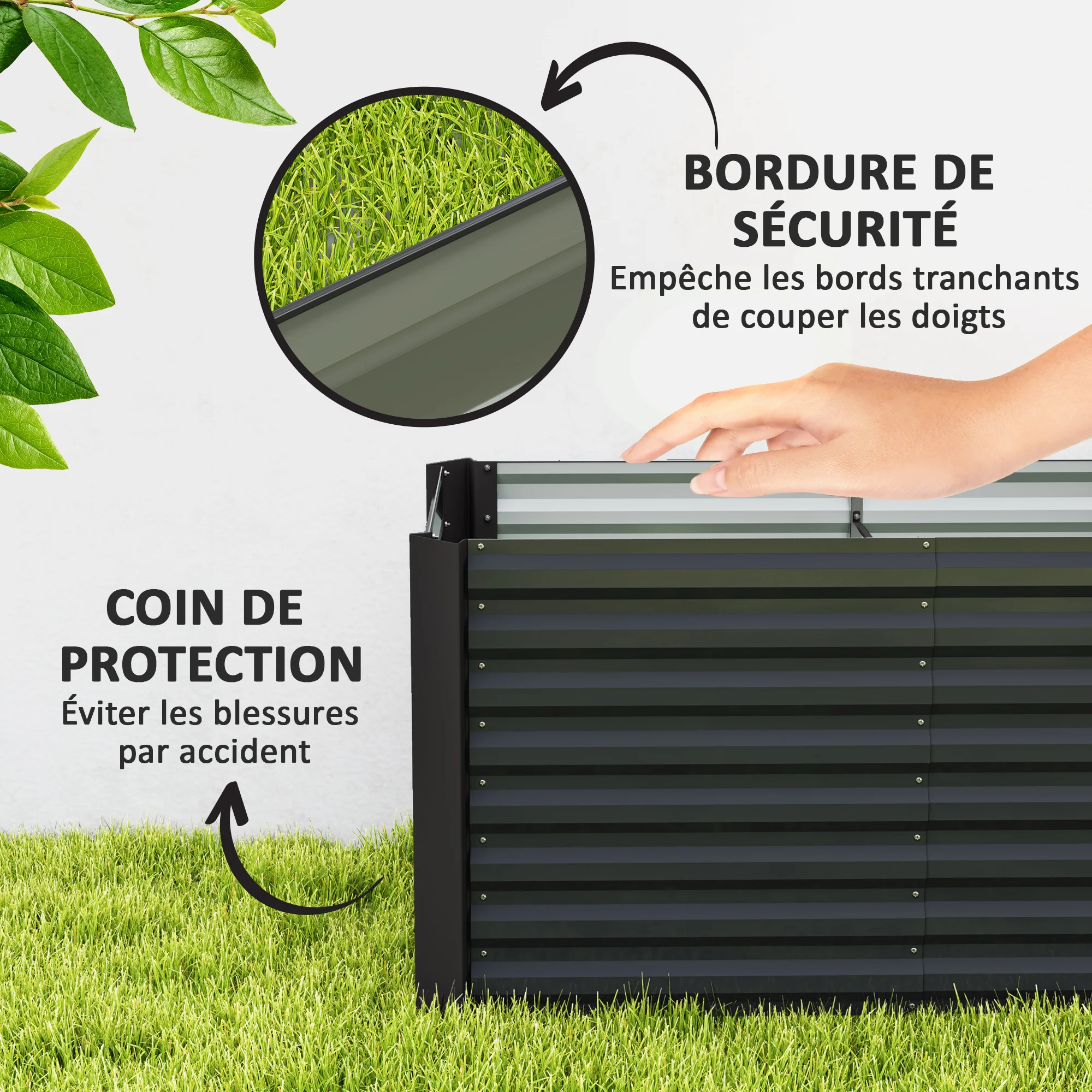 Outsunny Lote de 2 camas de jardín elevadas cuadradas para huertos, estructura de acero galvanizado, base abierta, 120 x 60 x 60 cm, gris oscuro