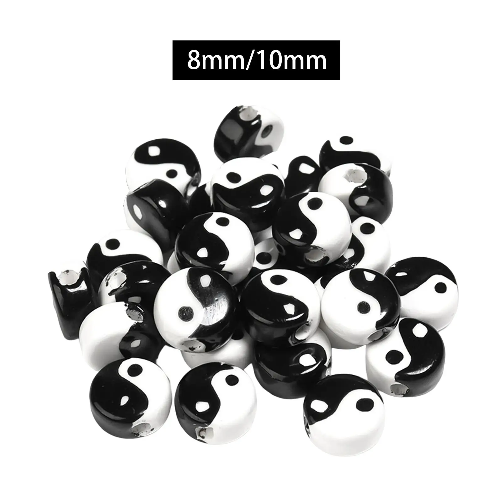 20 Pieces Porcelain Spacer Beads Tai Chi Yin Yang Beads for Crafts