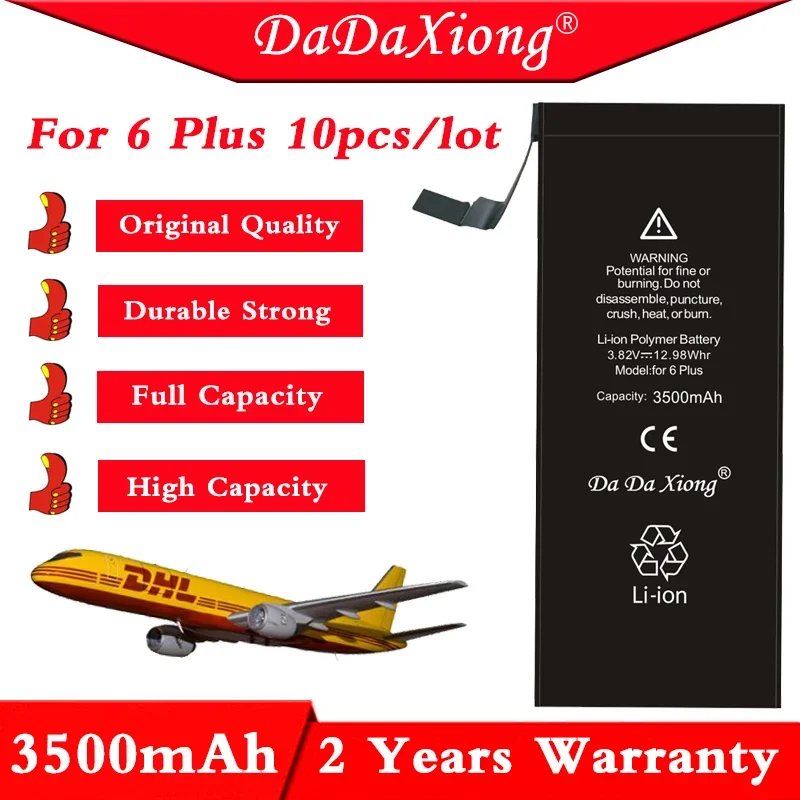 

10pcs/Lot DaDaXiong Factory Battery For IPhone 6+ 6G Plus 5.5" 3500mAh Replacement Repair 0 Cycle BMTI6GPFFB