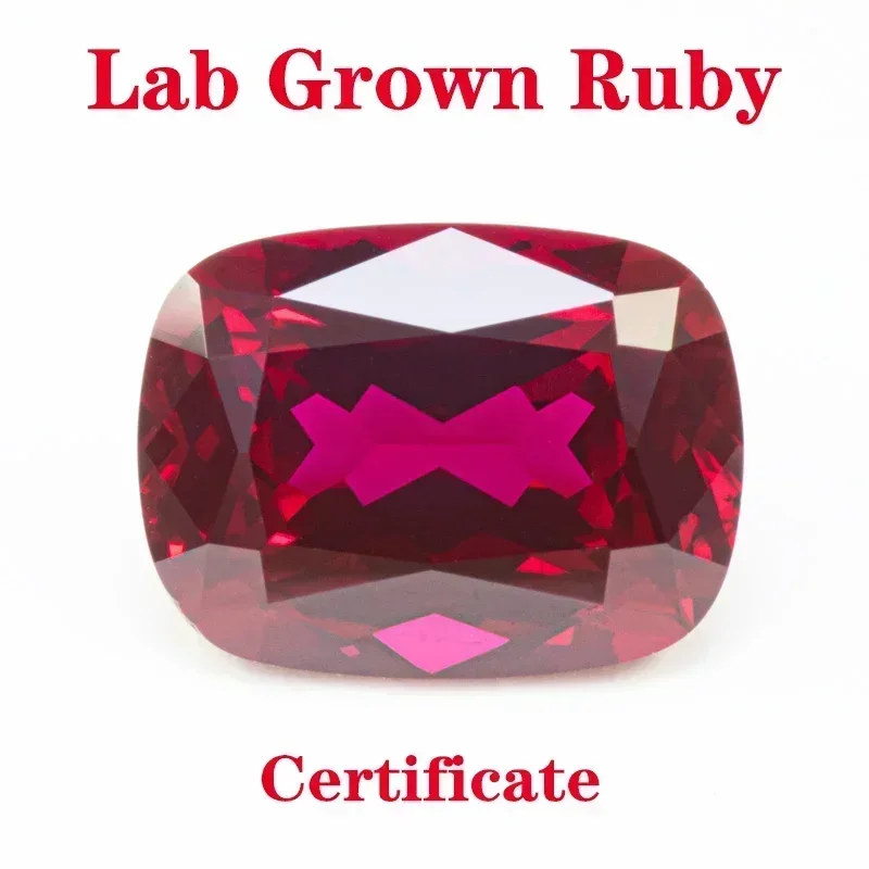 

Lab Grown Ruby Rectangular Cushion Shape Cut Pigeon Blood Red VVS1 Selectable AGL Certificate Charms DIY Jewelry Making Material