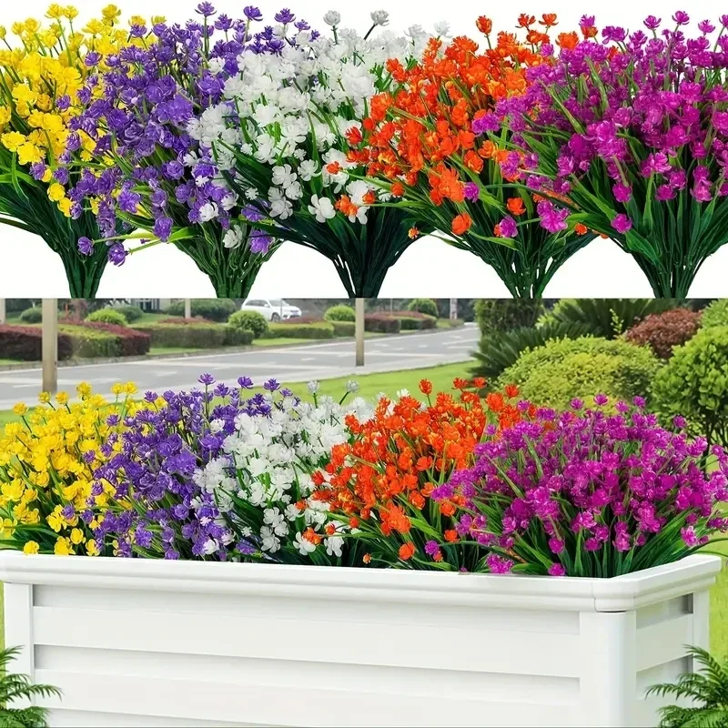 

12 Bundles Artificial Flowers,Outdoor Resistant Flowers,Premium Oxidation Resistance Artificial Flower Bouquet holder