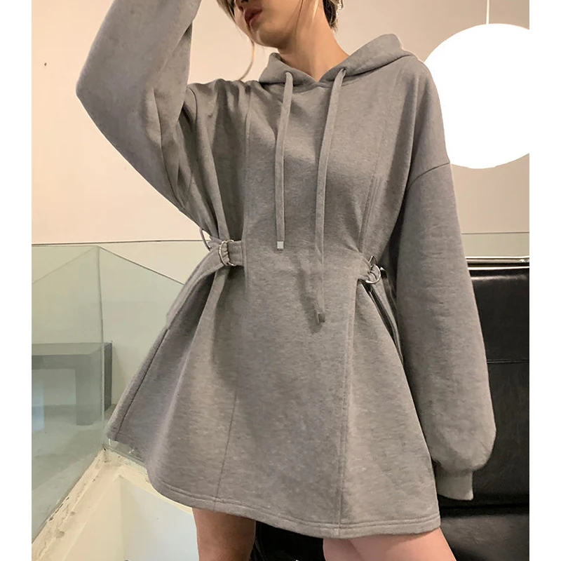 Lazy Style Loose Solid Hoodies Spring Autumn New Long Sleeve Plus Size Youth Trend Pullovers Top Casual Fashion Women Clothing