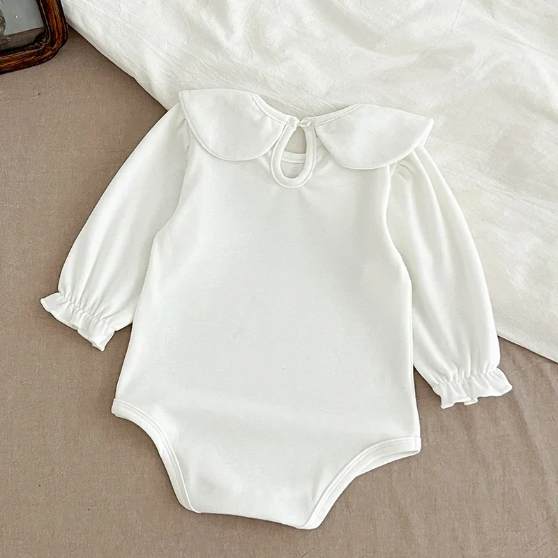 Baby Boys Girl Jumpsuit Autumn Newborn Romper Long Sleeved Solid Color Cotton Splicing Toddler Baby Girl Romper Children Clothes