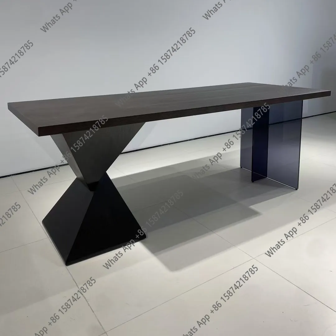 Italian minimalist desk Home living room Solid wood office table Designer study Double computer desk