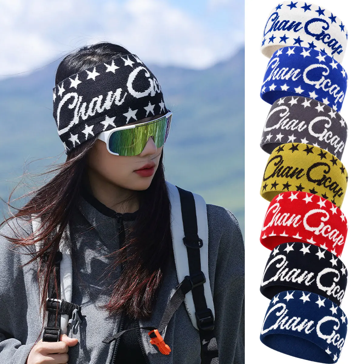 Autumn and winter outdoor sports, hiking, sweat absorbing headscarf, warm headband, women's knitted headband, casual headband