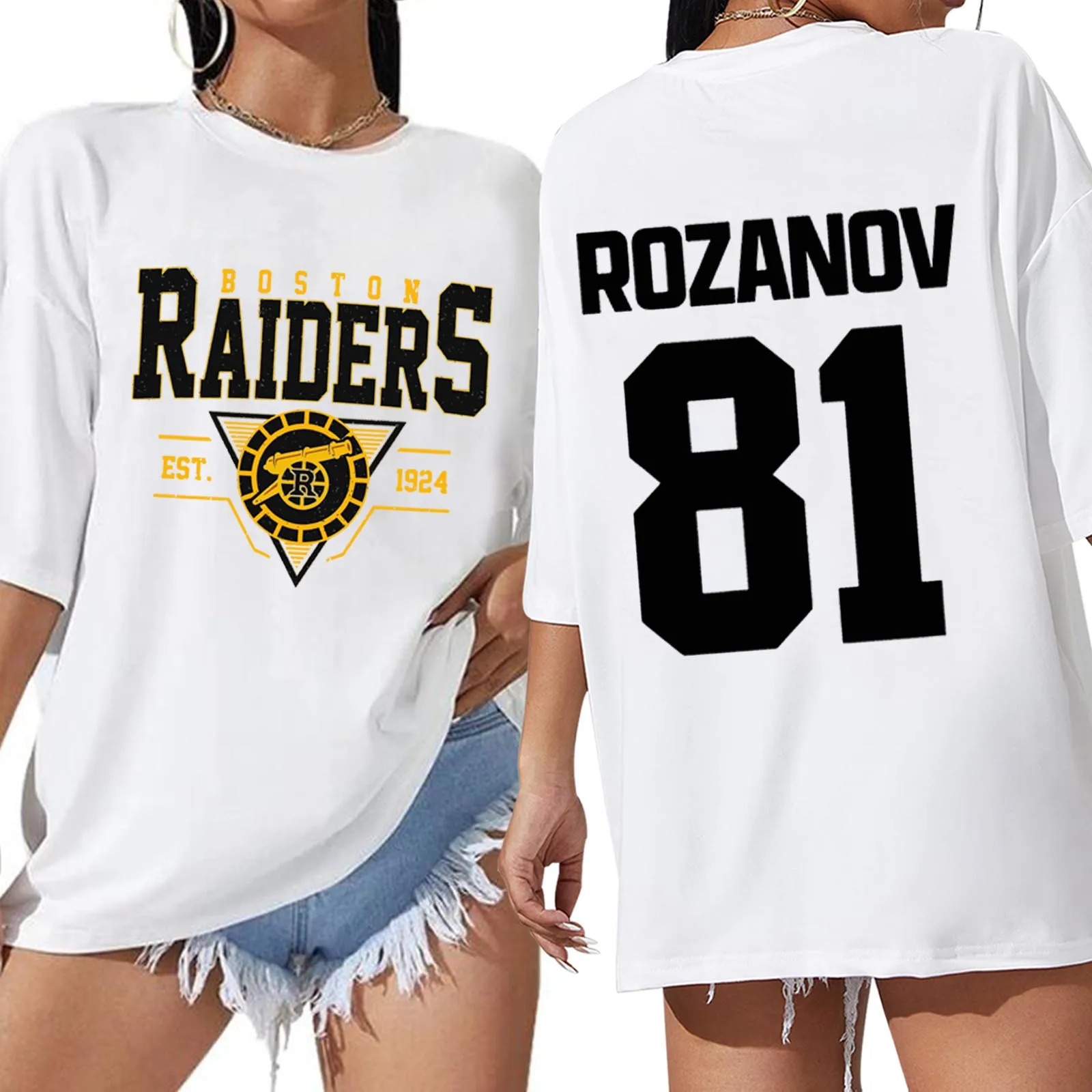 2026 Summer Rozanov 81 Boston Raiders Cotton Men's Shirt Graphics Heated Rival Oversized Women's Short Sleeved Cheap Tshirt