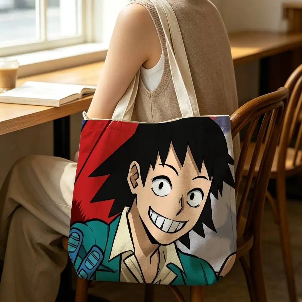 Cartoon Character Hanta Sero Tote Bag for Women Reusable Shopping Tote Bag Zippered Shoulder Bags Print