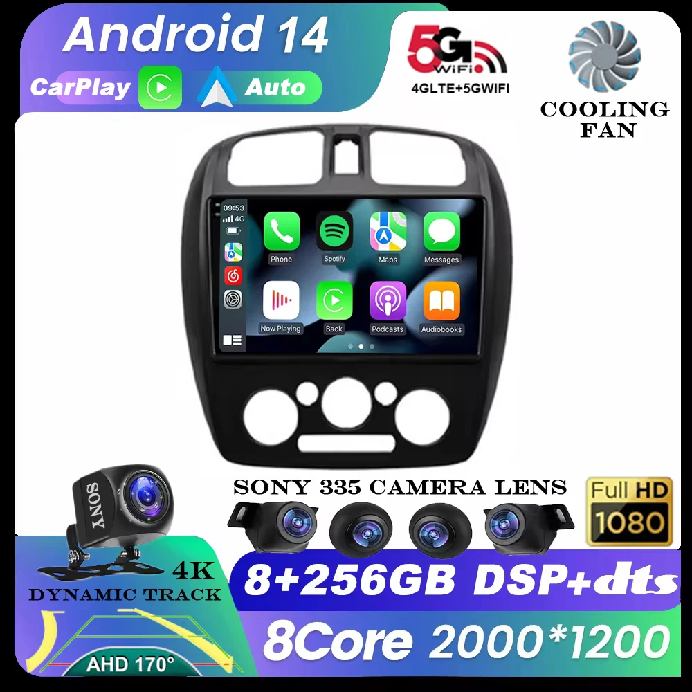 

Android 14 Auto Carplay For Mazda 323 2000-2003 Car Radio Multimedia Video Player GPS Navigation BT Stereo 360 Camera No DVD HU