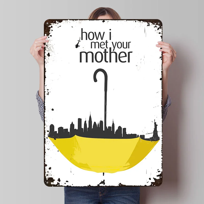 كيف قابلت والدتك ملحقات شريط الملصقات المعدنية لديكور المنزل علامات القصدير المعدنية القابلة للتخصيص لتزيين جدران الفن عصا ديكو