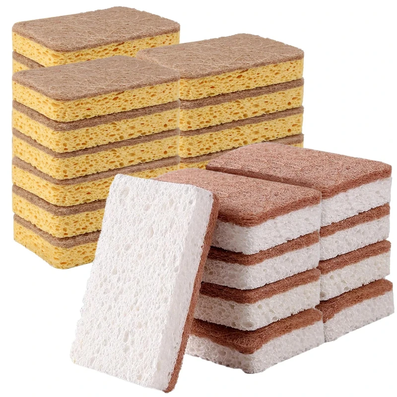 Juego de Cepillos de Limpieza para Cocina, Esponja Biodegradable y Compostable de Celulosa y Coco para una Limpieza Fácil