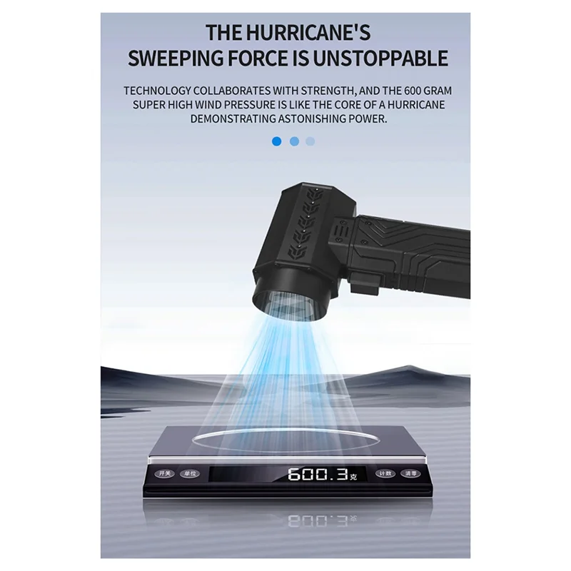 B08B-450000RPM 전기 공기 살포기 충전식 공기 송풍기 강한 바람 600G 자동차 청소 스노우 블로어 용 추력 공기 압력