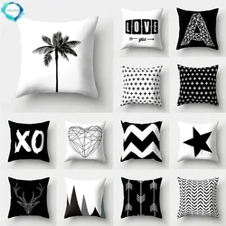 Fronha de Almofada Personalizável, Decoração, Preto e Branco, Capa de Almofada Geométrica, Decorativa, Novo