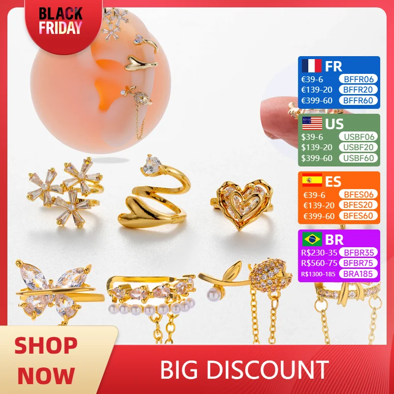 1PC Fake Piercing Jewelry For Women 2024 Trending Cartilage Tragus Pearl Earrings Bow Zircon Ear Clip Cuffs Fake PIERC Jewelry