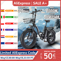 E-bike KETELES KF9 1000W Motor 35AH Removable Battery Folding Electric Bicycle  20*4.0 Inch Fat Tire Snow Mountain Electric Bike
