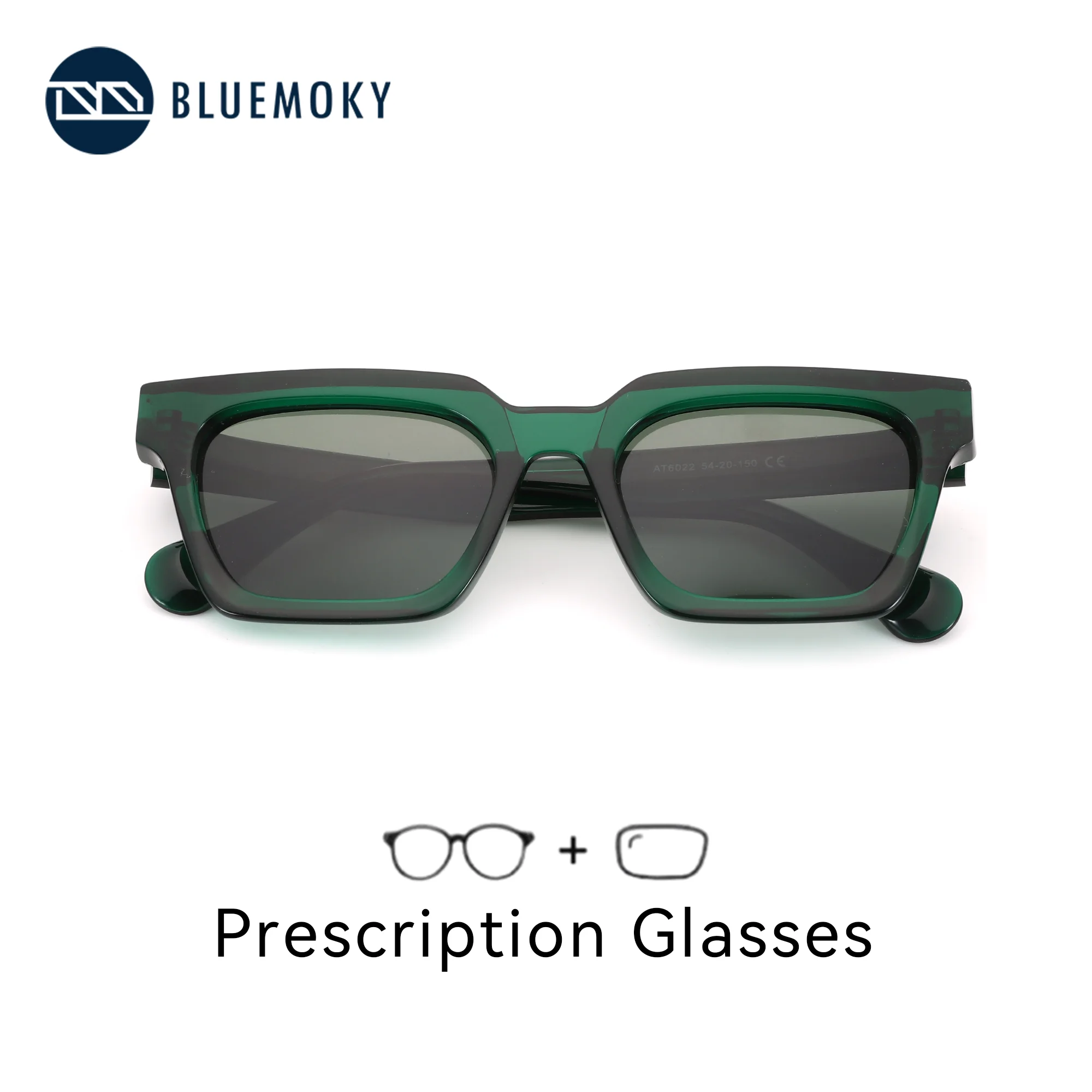 

BLUEMOKY L Size Polarized Hexagon Prescription Sunglasses Men Progressive UV400 Acetate Myopia Sunglasses Man