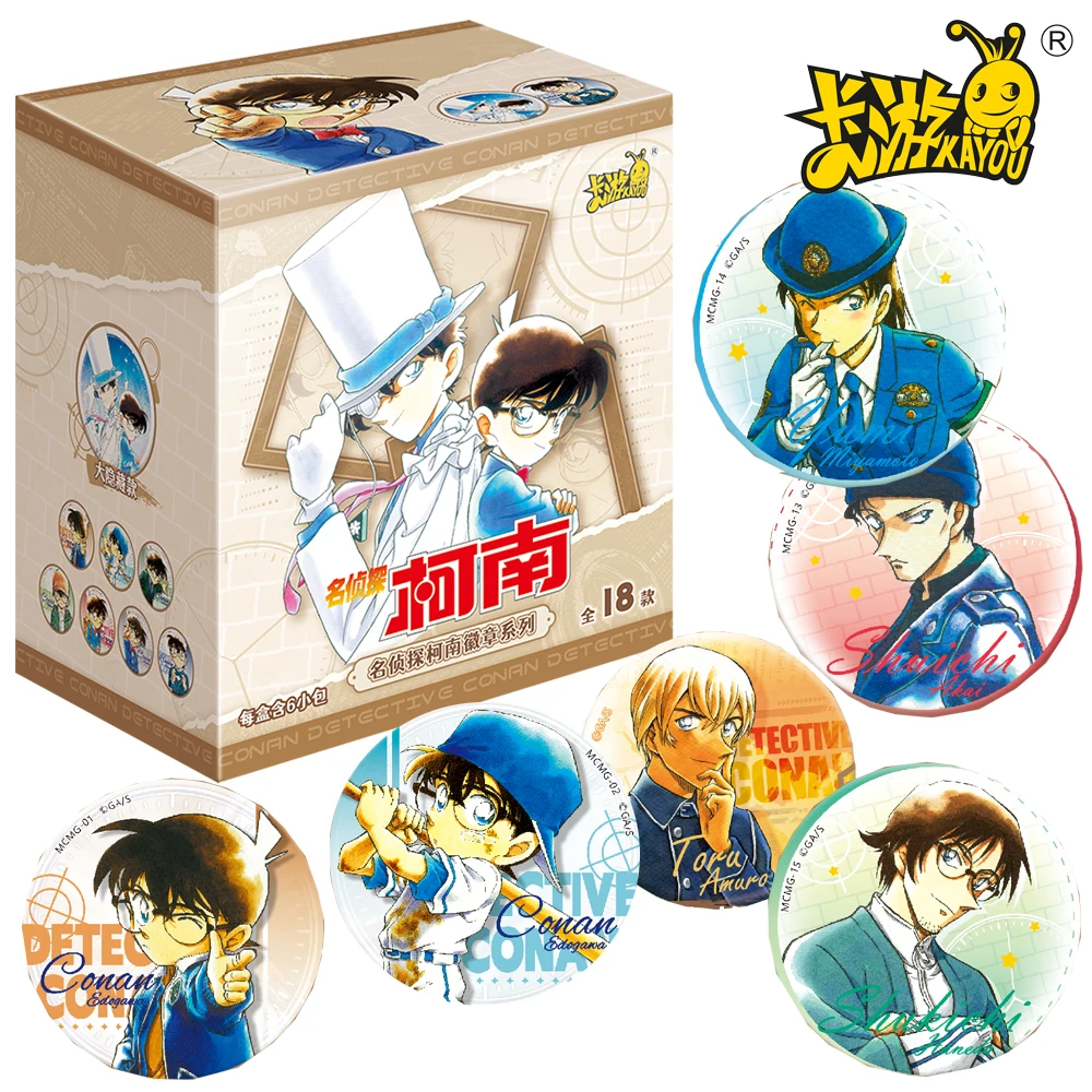 

New Genuine KAYOU Detective Conan Badges Collectible Mouri Kogorou Kisaki Eri Pins Classic Clothing Pendants Anime Lovers Gifts