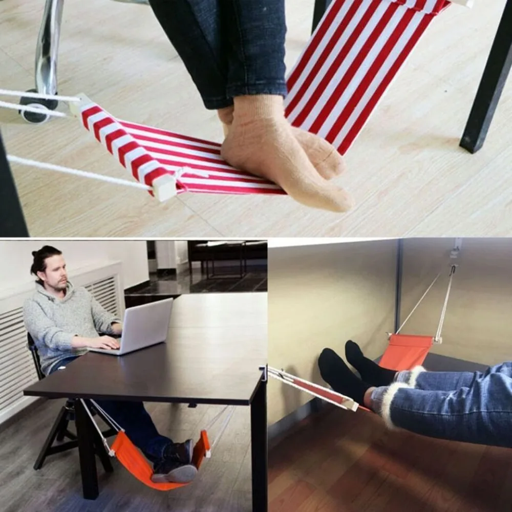 

Polyester Cotton Cloth Resting Hammock Creative Adjustable Comfortable Office Desk Resting Swing Pastoral Foot Hammock