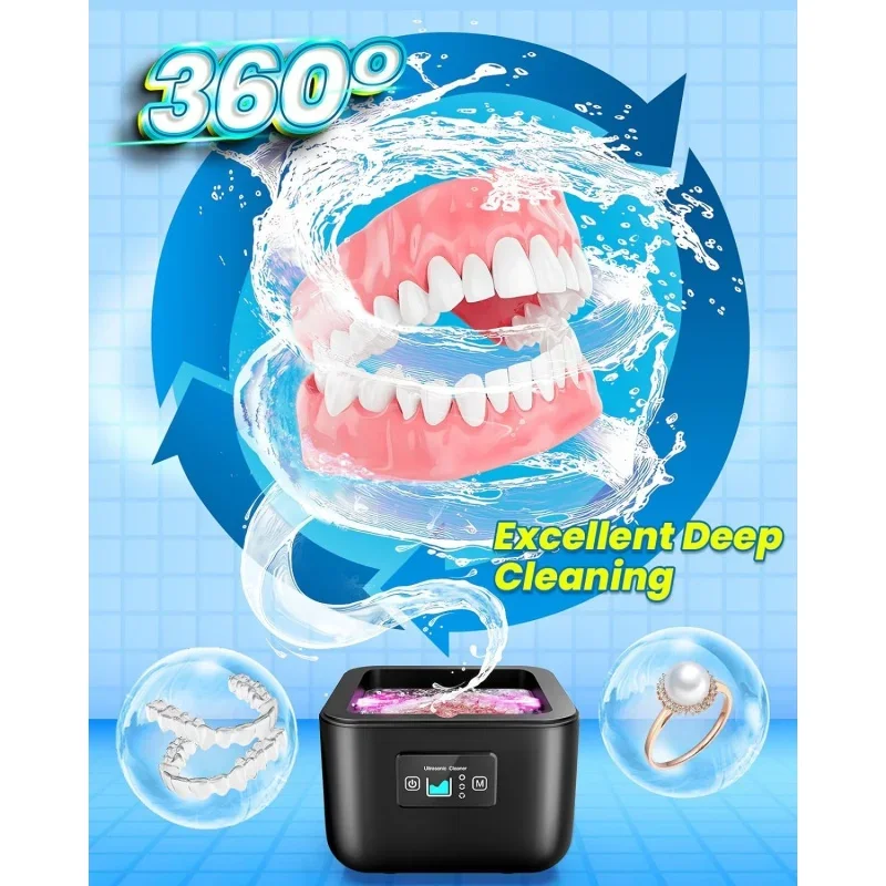 Portable Ultrasonic Jewelry Cleaner Mouth Guard Cleaner 3 Timer U-V Rings Dental Cleaner Machine/Electronics/Jewelry/Dentures