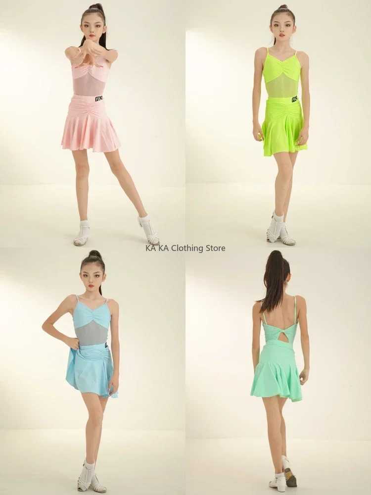 Bambini Rumba Cha Cha Samba abito da ballo latino per ragazze abiti da ballo da sala pratica abito latino abbigliamento da spettacolo per bambini