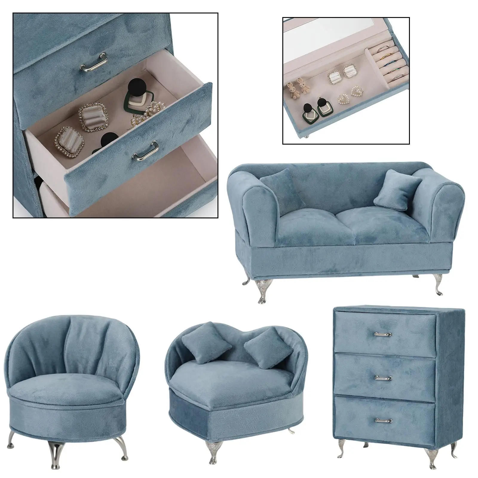 

Jewelry Organizer in Furniture Design - Compact Case for Earrings And Necklaces
