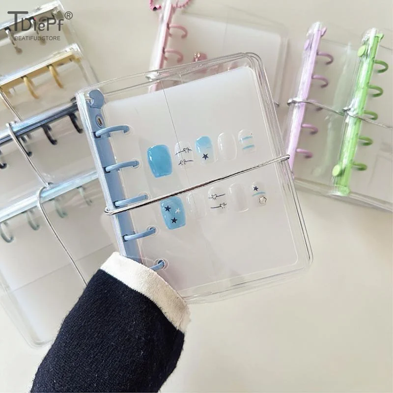Nail Art Piece Fake Nail Storage Book Lace Up Style Multicolour 5 Holes Card Clip Display Board Sample Color Card Storage Book