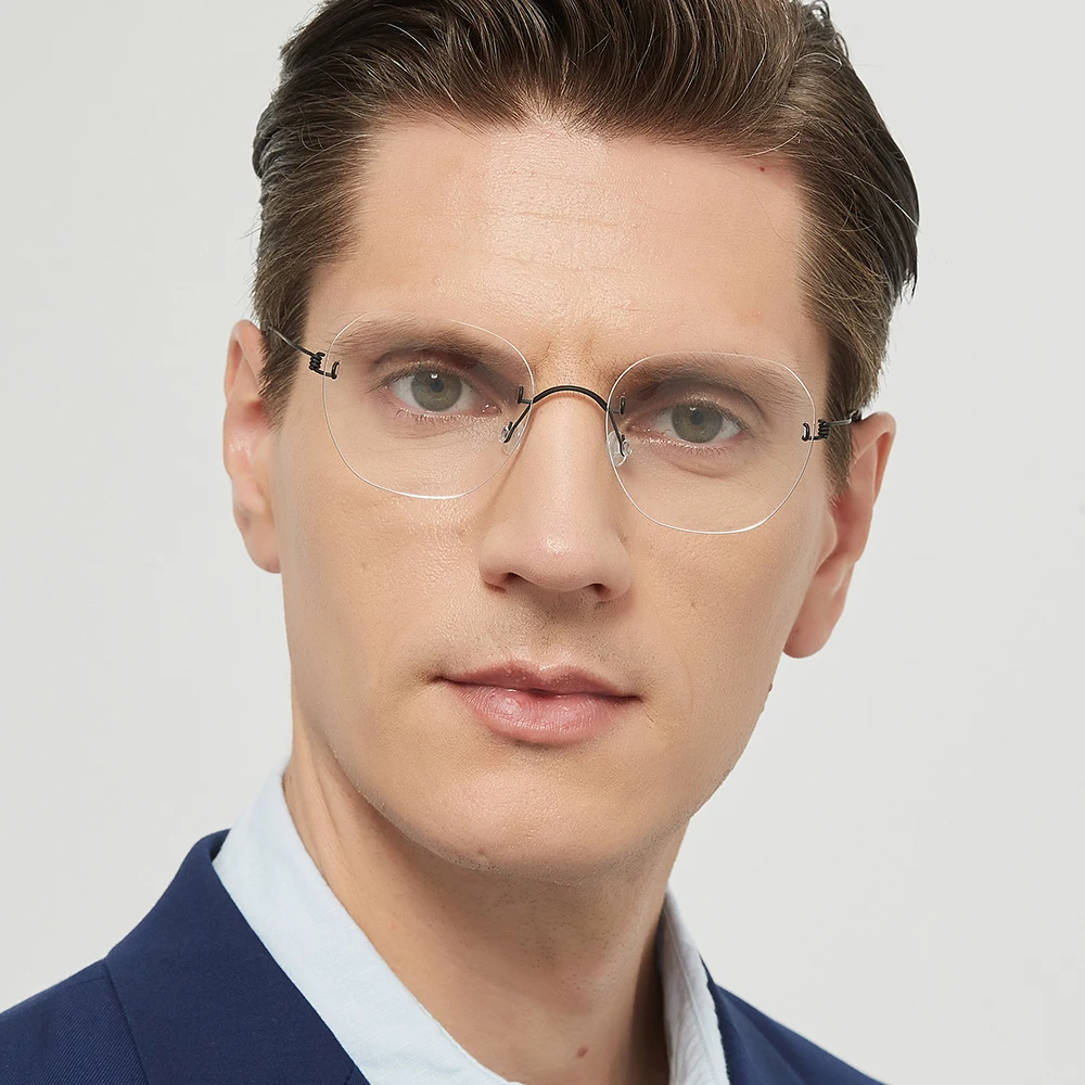 Denmark Brand Rimless Optical Glasses Frame 2460 Men Screwless Prescription Reading Myopia Eyeglasses Women Frameless Spectacles