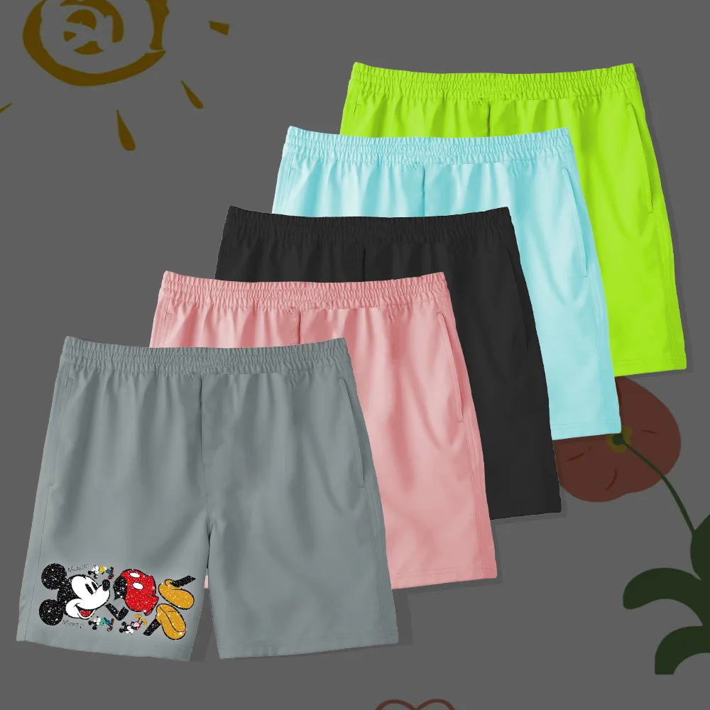 

Летние тонкие Мультяшные полноразмерные Повседневные детские пляжные брюки для мужчин и женщин, свободные модные брендовые пляжные спортивные брюки с пятью точками