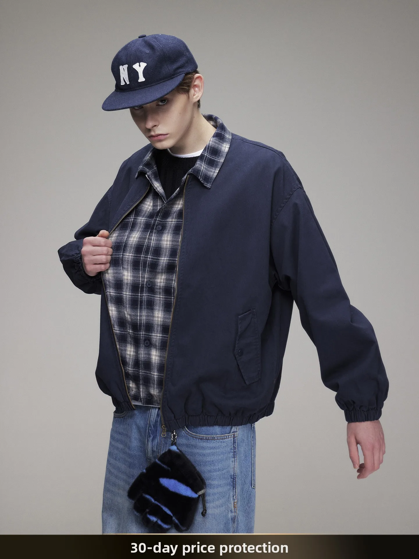 

American Retro Plaid Splicing Loose Fit Men's Jaet Autumn Versatile Outerwear for Couples Youth Faion Cotton 00%